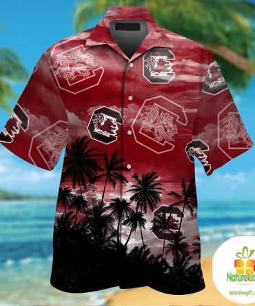 South Carolina Gamecocks Short Sleeve Button Up Tropical Hawaiian Shirt