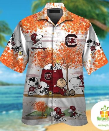 South Carolina Gamecocks Snoopy Hawaiian Shirt Aloha Short Sleeve Button Up
