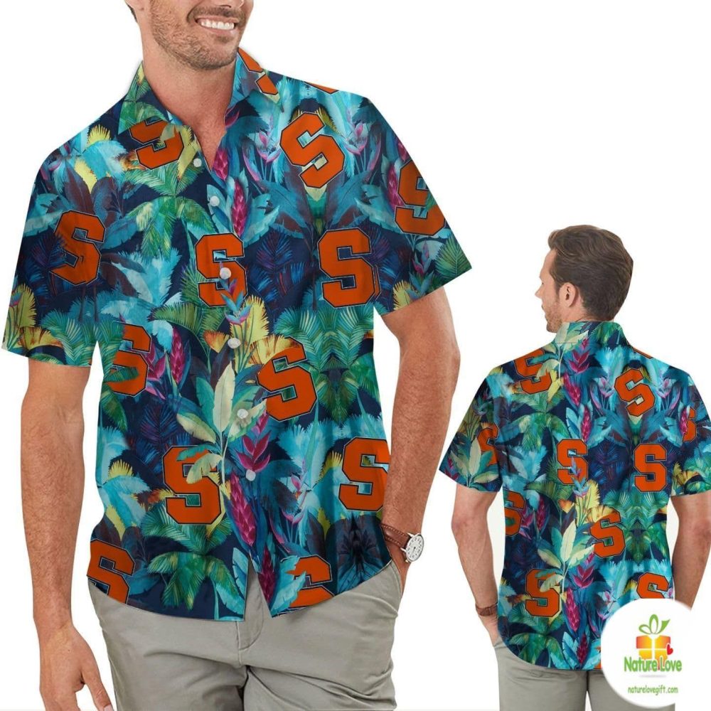 Syracuse Orange Hawaiian Shirt Floral Tropical Short Sleeve For Men Women