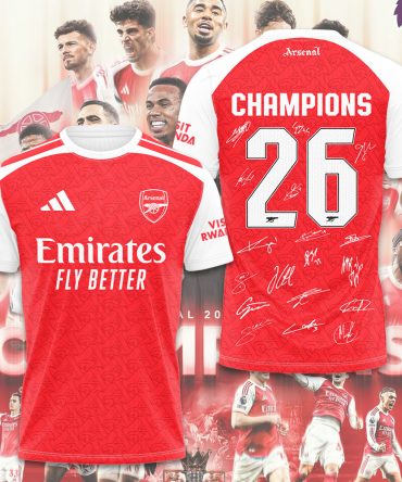 Arsenal Fc Premier League Champions 25/26 3D Shirt Hoodie Apparel