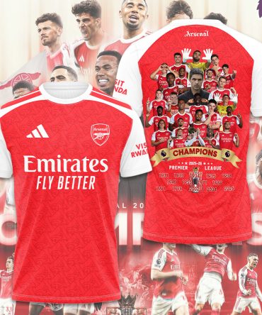Arsenal Fc Premier League Champions 25/26 3D Shirt Hoodie Apparel