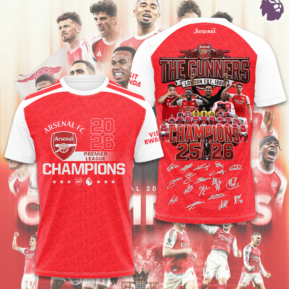 Arsenal Fc Premier League Champions 25/26 3D Apparel