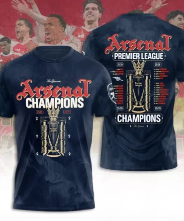Arsenal Fc Premier League Champions 25/26 3D Shirt Hoodie Apparel