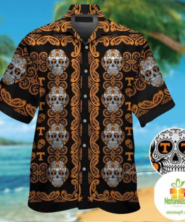 Tennessee Volunteers Hawaiian Shirt Skull Print Aloha Button Up