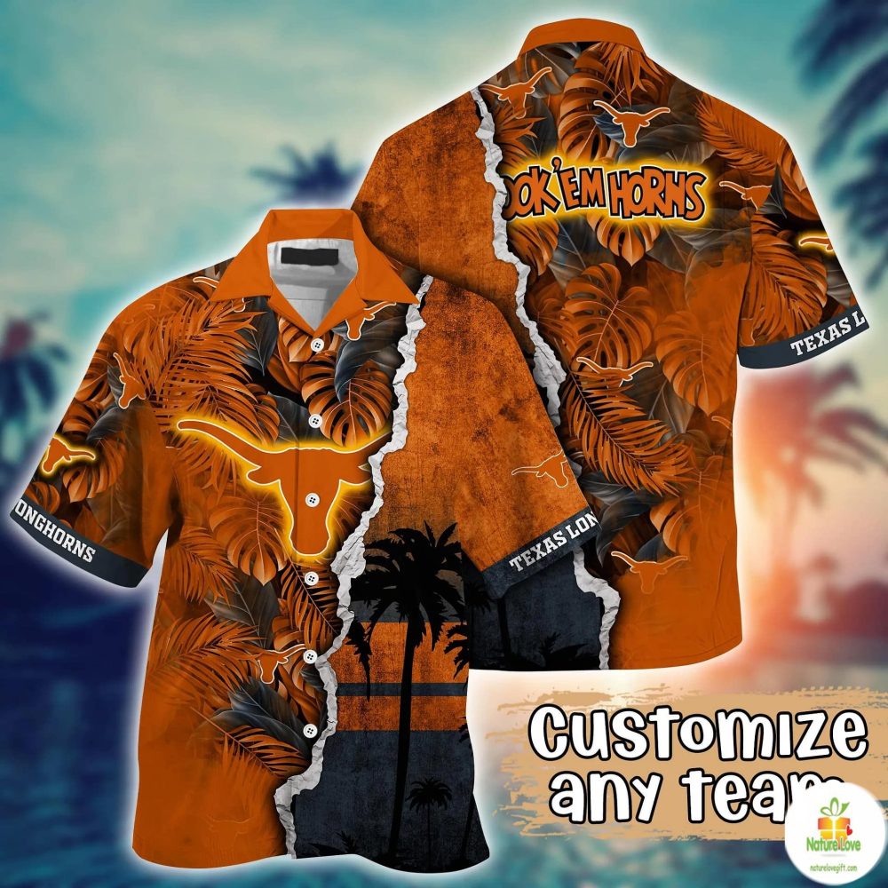 Texas Longhorns Hawaiian Shirt Ncaa Custom Aloha Summer Shirt