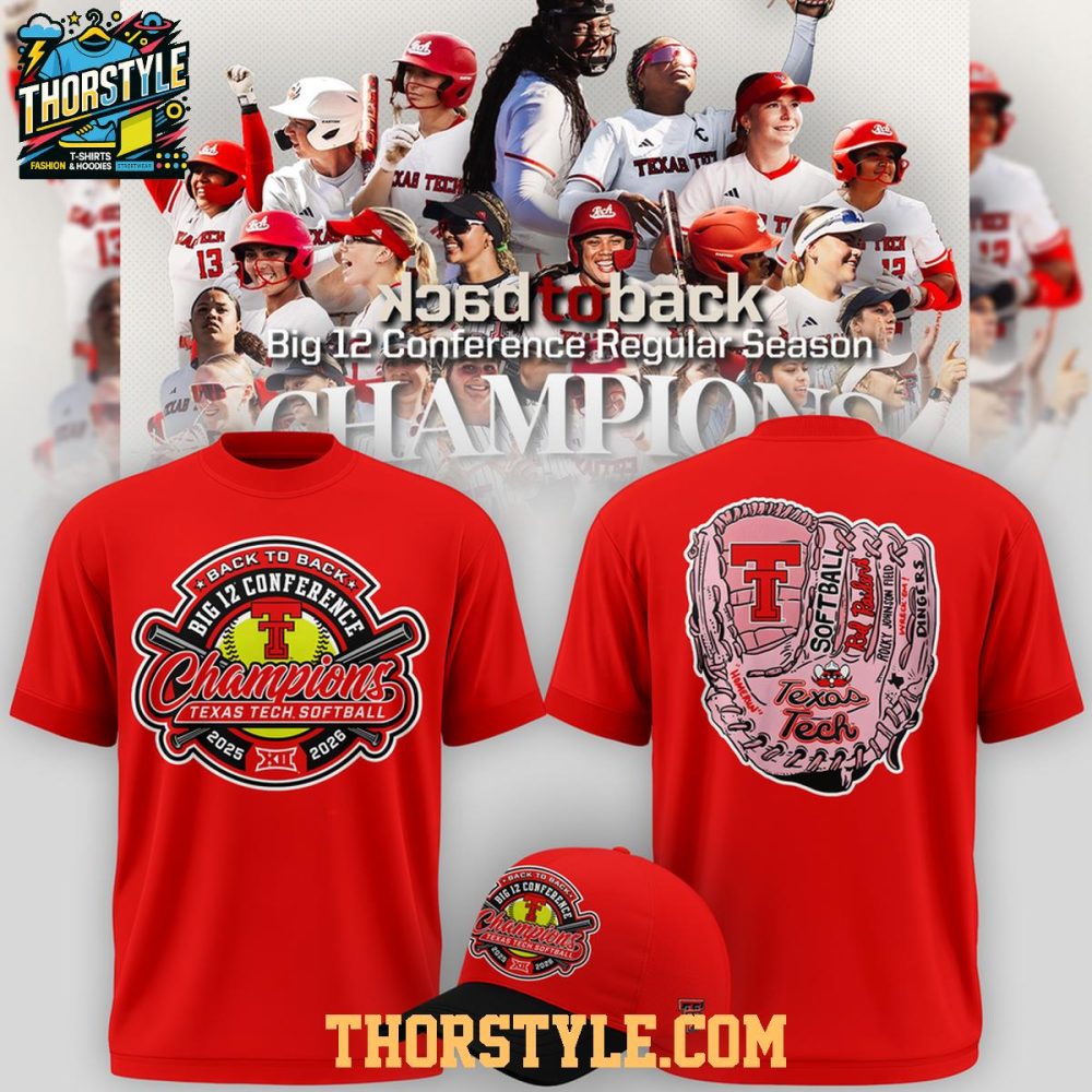 Texas Tech Red Raiders 2026 Softball Big12 Back2Back Champions Hoodie