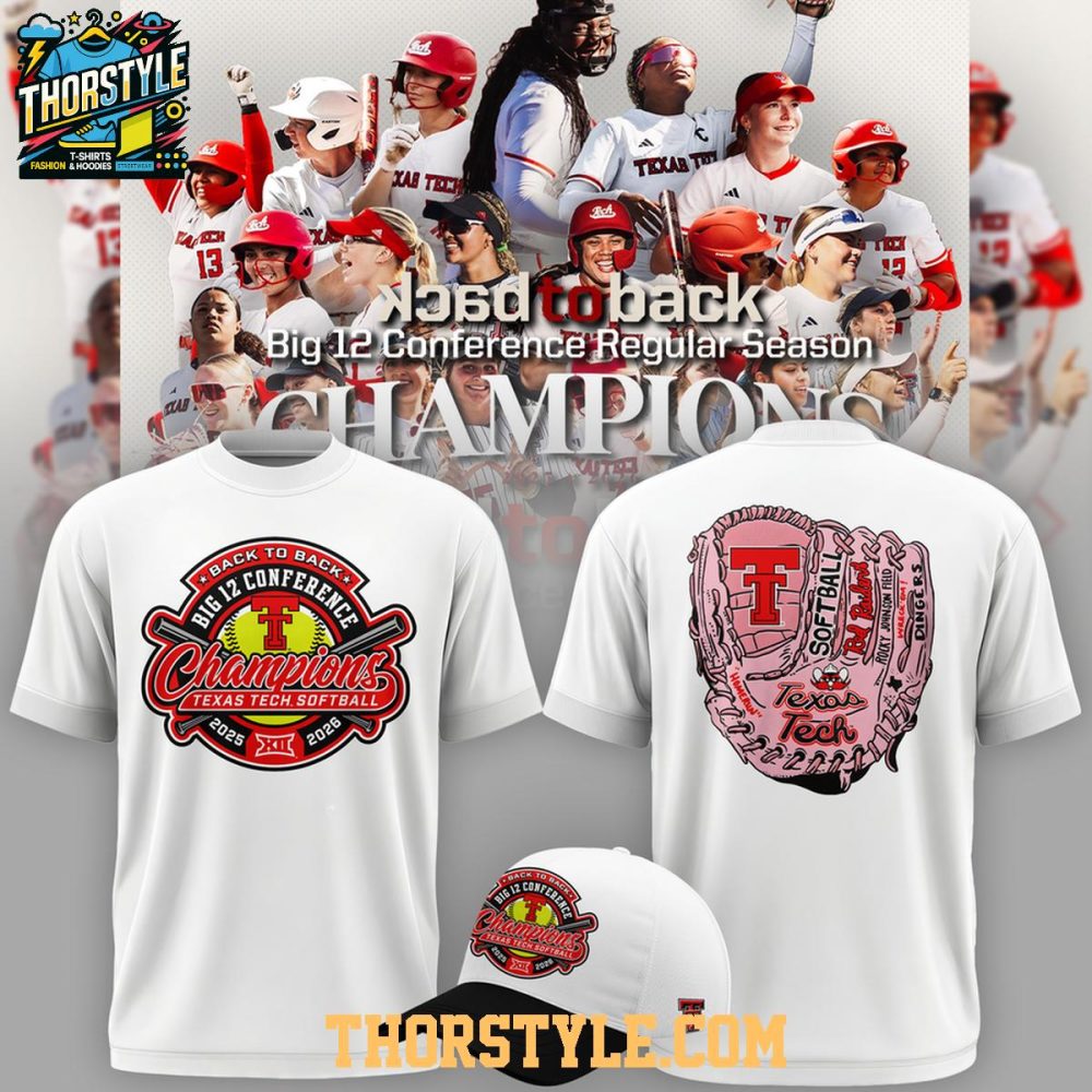 Texas Tech Red Raiders 2026 Softball Big12 Back2Back Champions Hoodie - Image 3