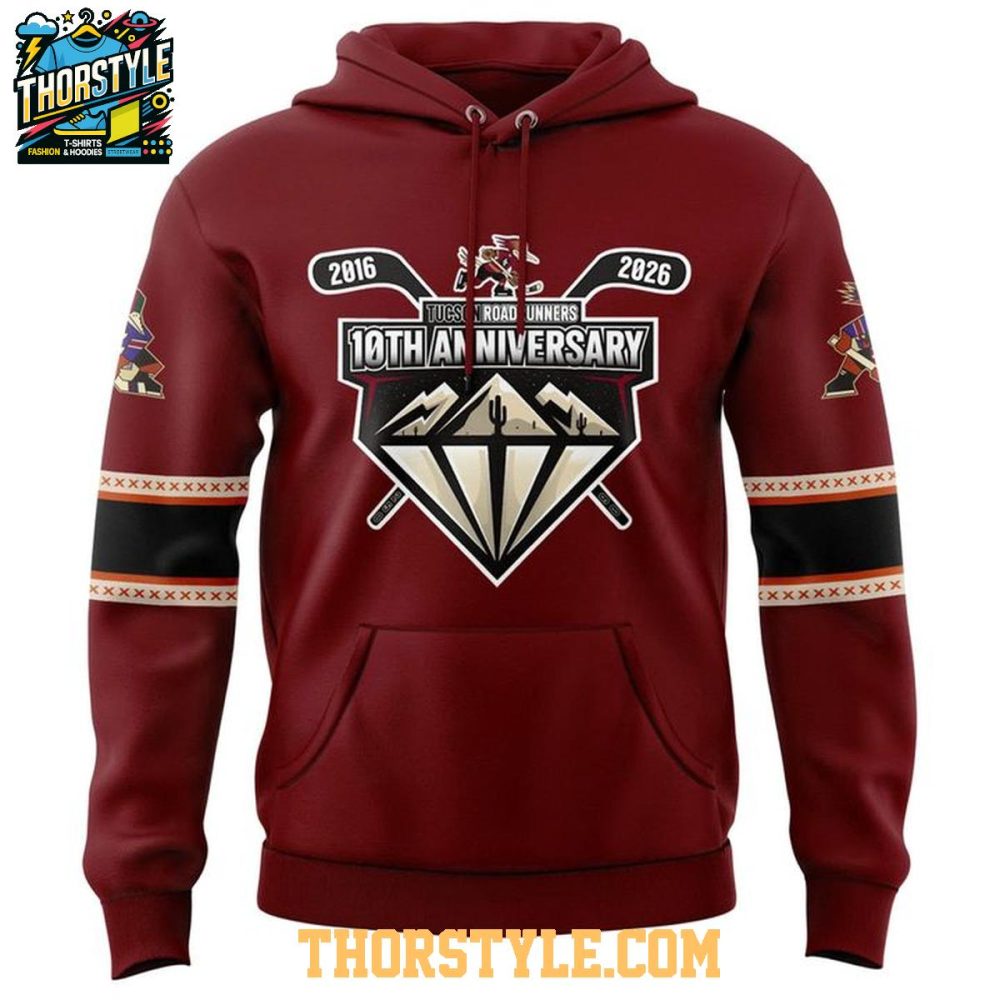 Tucson Roadrunners 10Th Anniversary 2016-2026 Celebrate Hoodie Shirts - Image 2