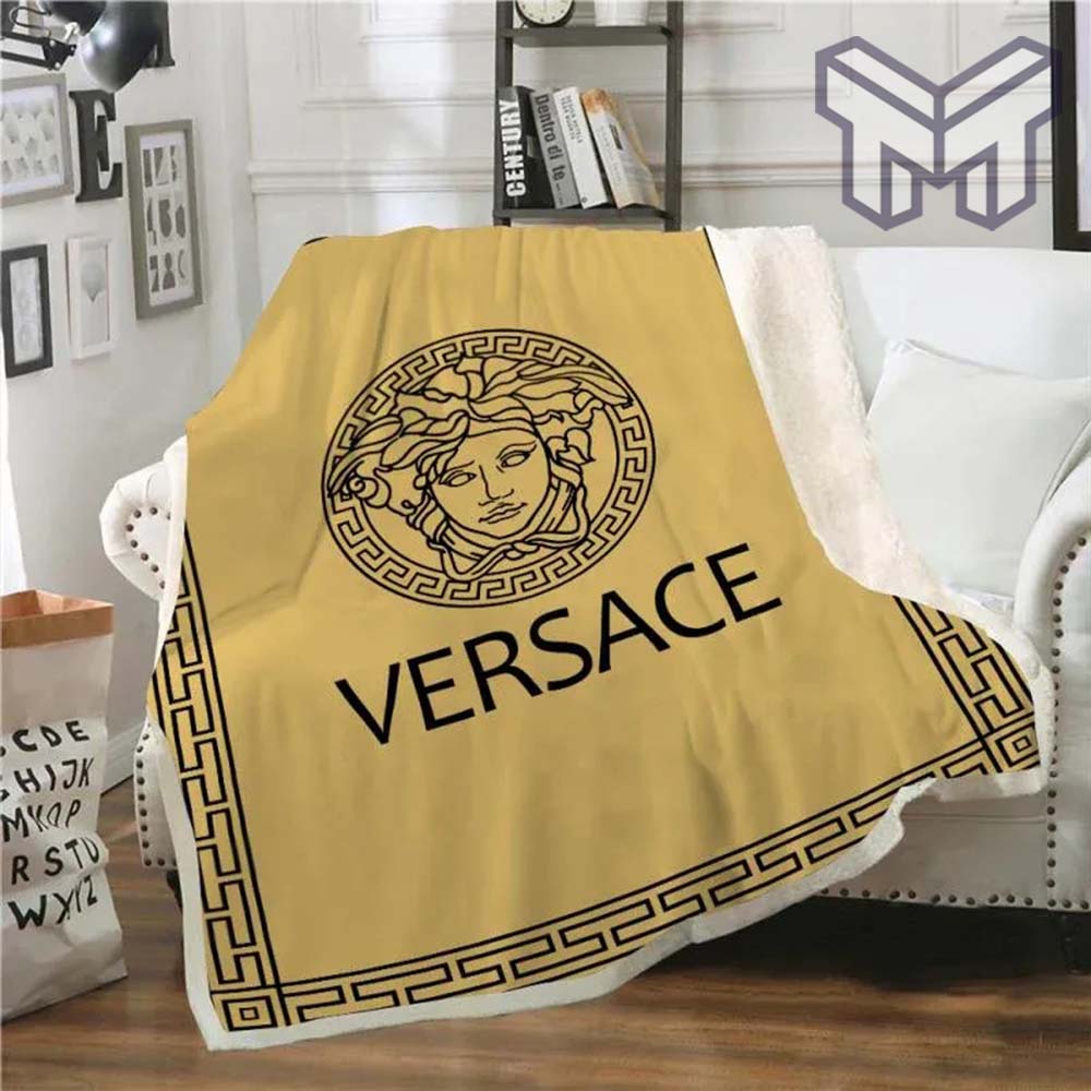 Versace Yellow Fashion Luxury Brand Fleece Blanket Comfortable Blanket Fleece