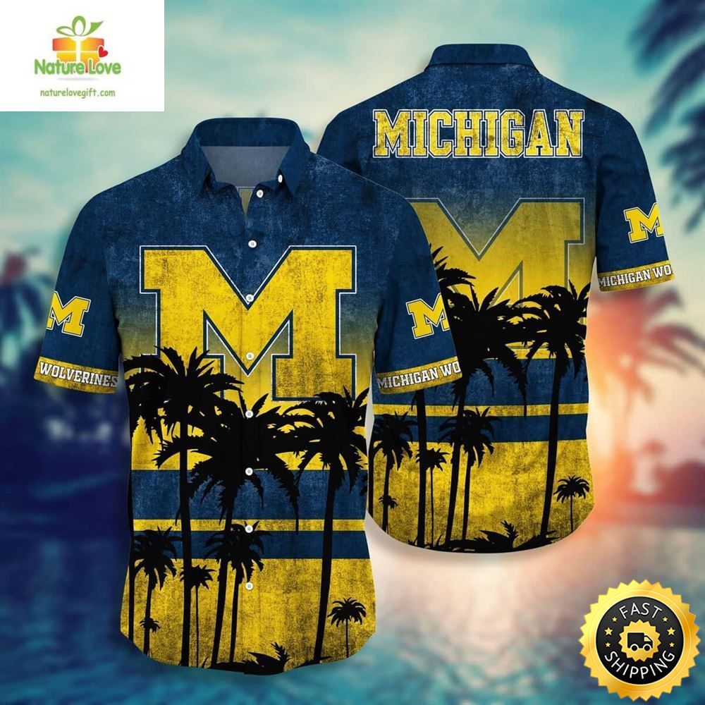 Vintage Michigan Wolverines Hawaiian Shirt Beach Lovers Gift