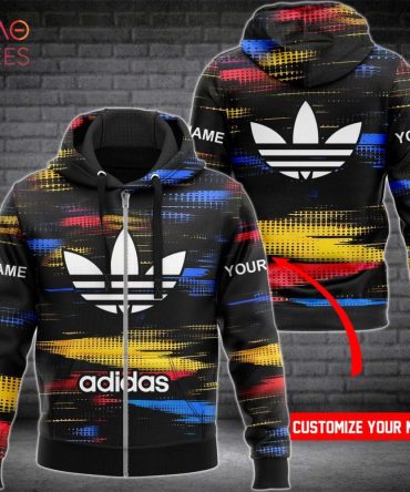 Adidas Luxury Brand Black Background Hoodie Limited Edition