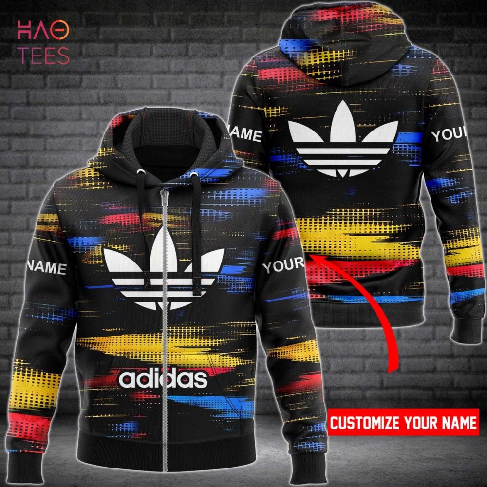 Adidas Luxury Brand Black Background Hoodie Limited Edition