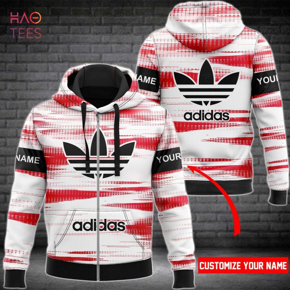 Adidas Red White Black Luxury Brand Hoodie Limited Edition