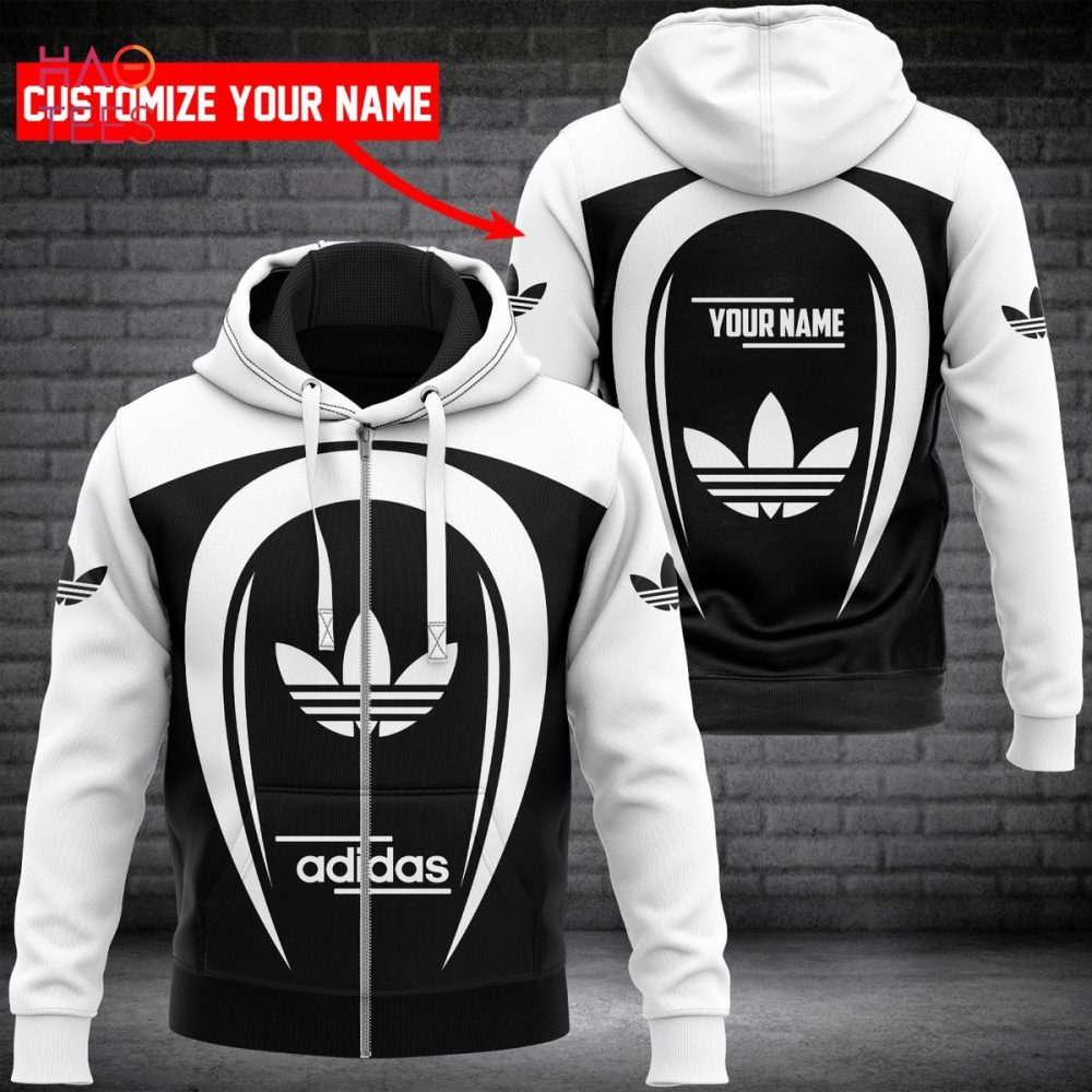 Adidas White Logo Basic Pattern Luxury Hoodie Limited Edition