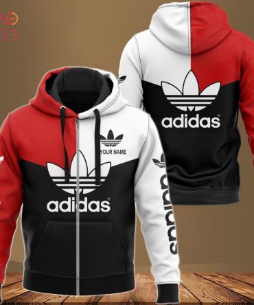 Adidas Black White Red Luxury Hoodie Limited Edition