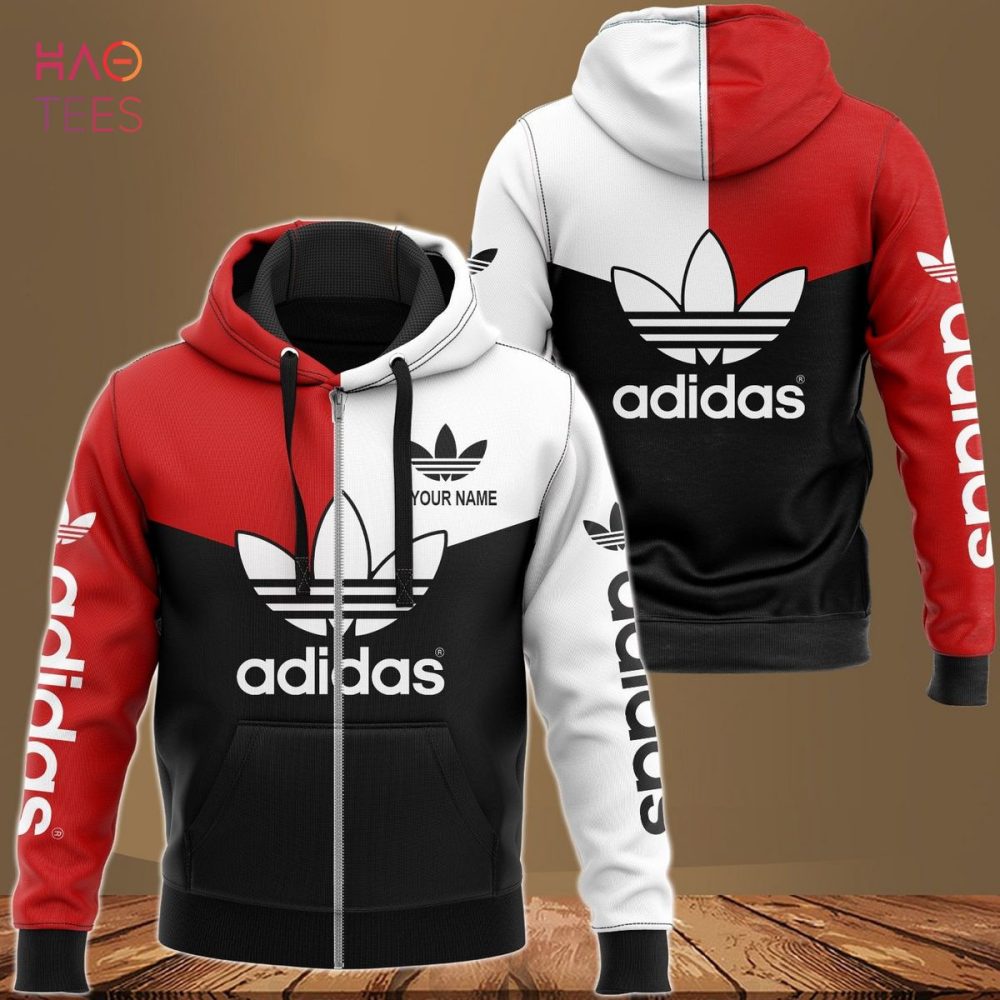 Adidas Black White Red Luxury Hoodie Limited Edition