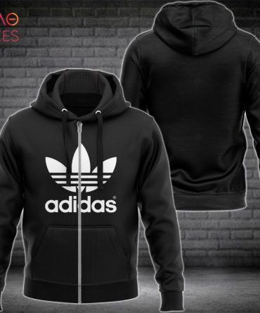 Adidas Luxury Brand Originals Trefoil Full Black Hoodie Limited Edition