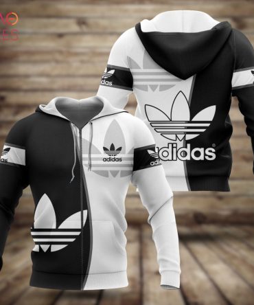 Adidas Luxyury Brand White Black Hoodie Limited Edition