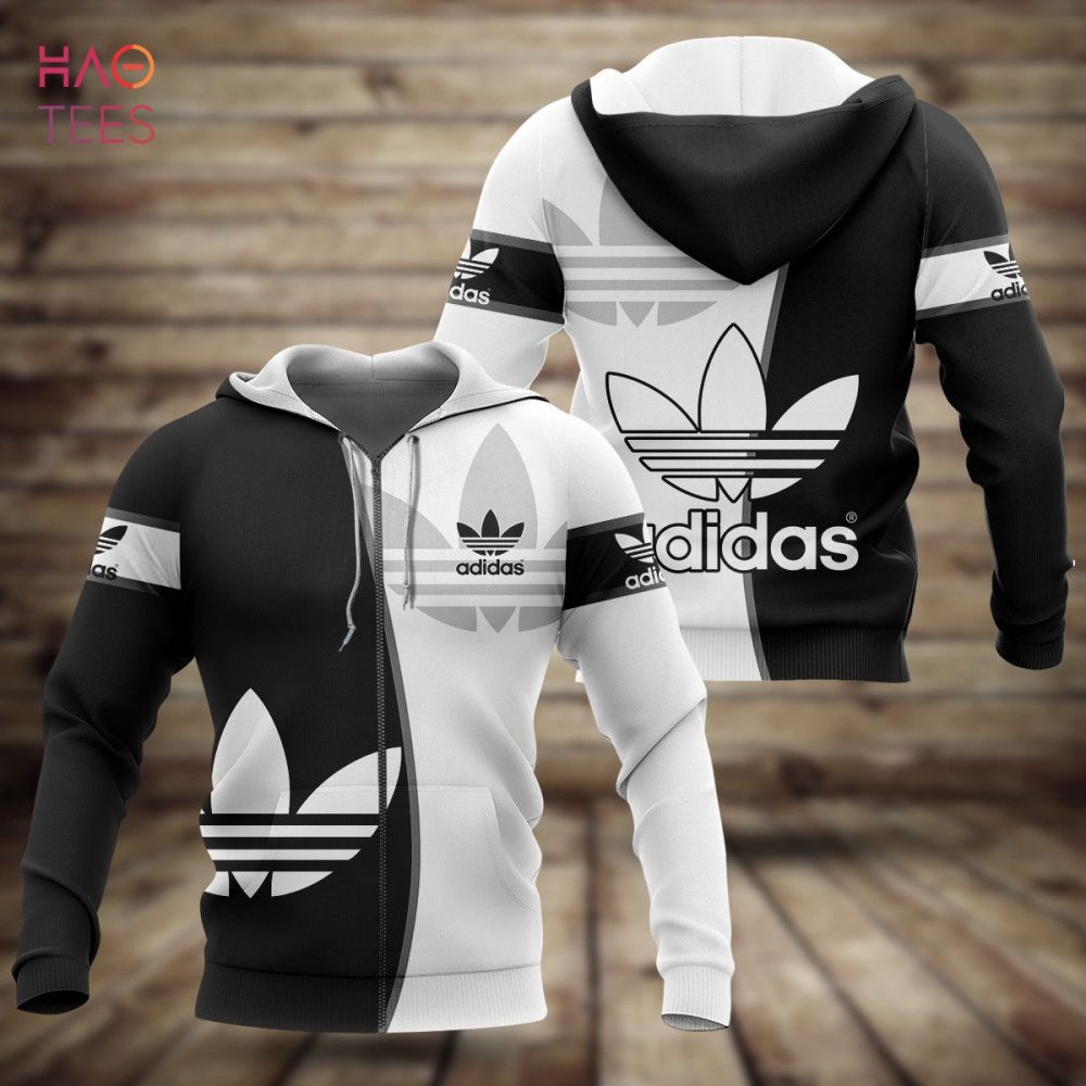 Adidas Luxyury Brand White Black Hoodie Limited Edition