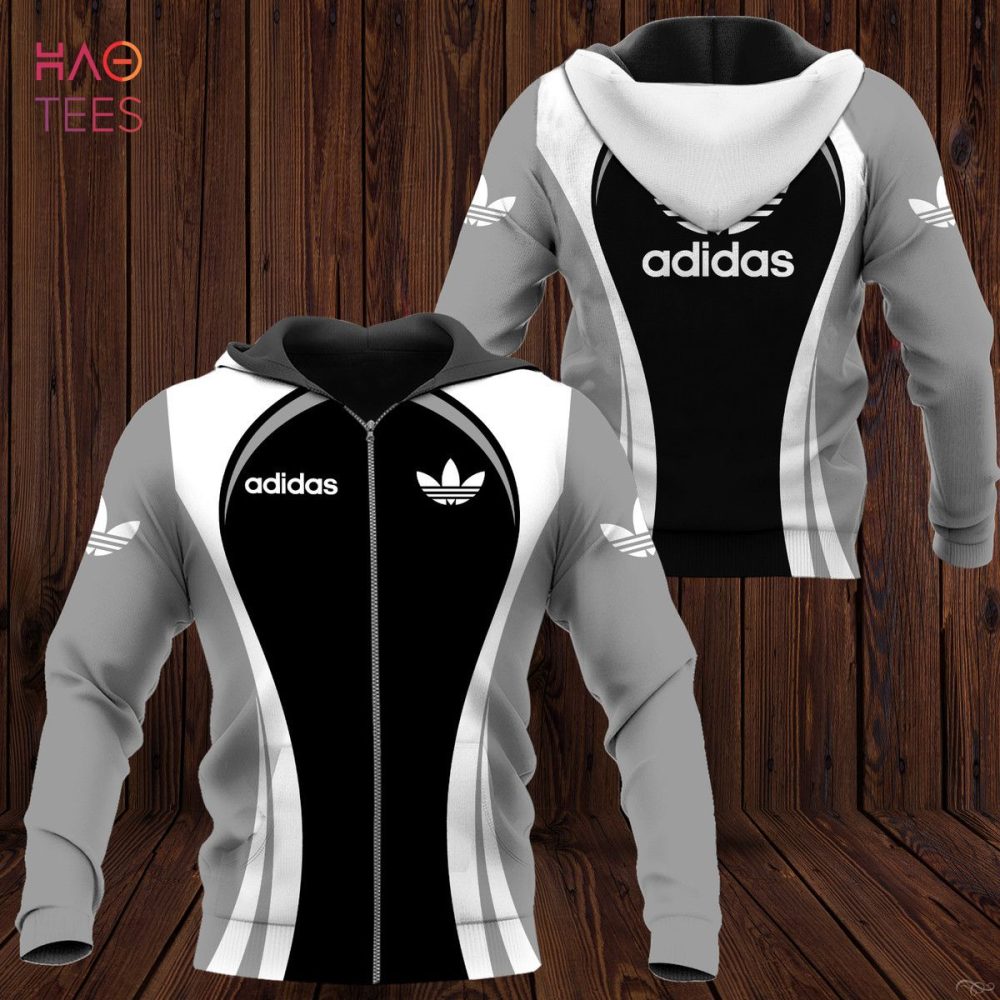 Adidas White Black Grey Luxury Hoodie Limited Edition