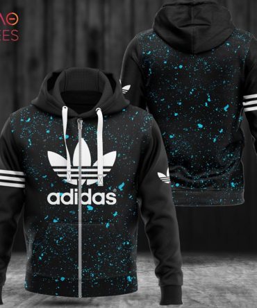 Adidas Luxury Brand Blue Paint Flakes 3D Hoodie Limited Edition