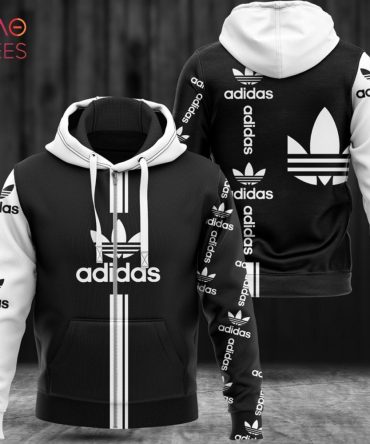 Adidas Black And White Luxury Brand Hoodie Limited Edition