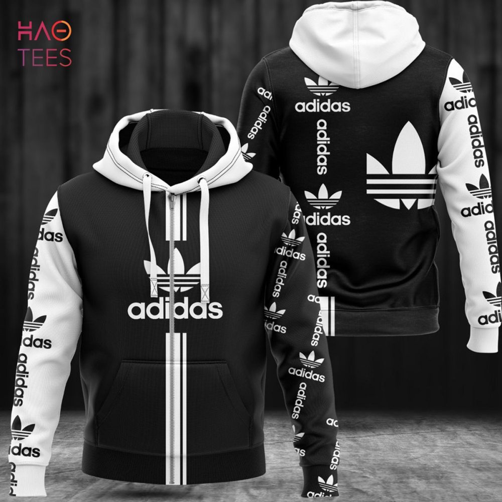 Adidas Black And White Luxury Brand Hoodie Limited Edition