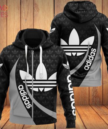 Adidas Dark Grey Black Luxury Brand 3D Hoodie Limited Edition