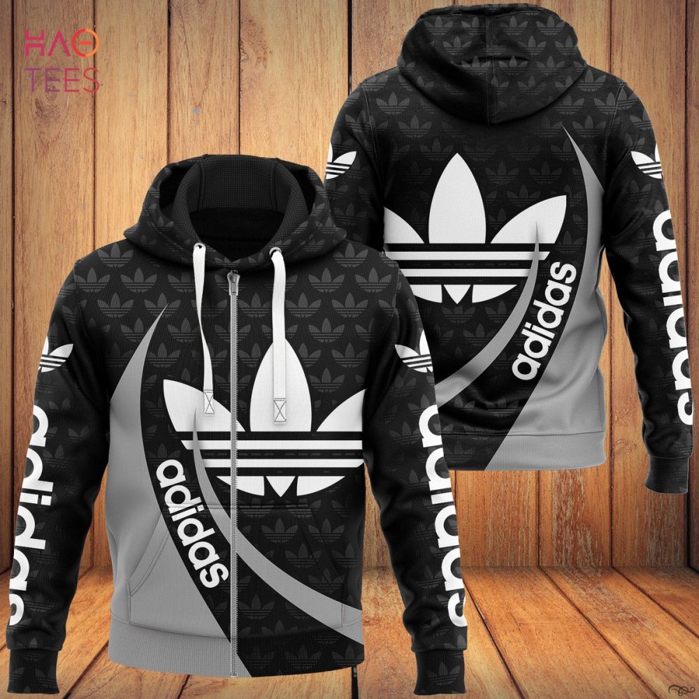 Adidas Dark Grey Black Luxury Brand 3D Hoodie Limited Edition
