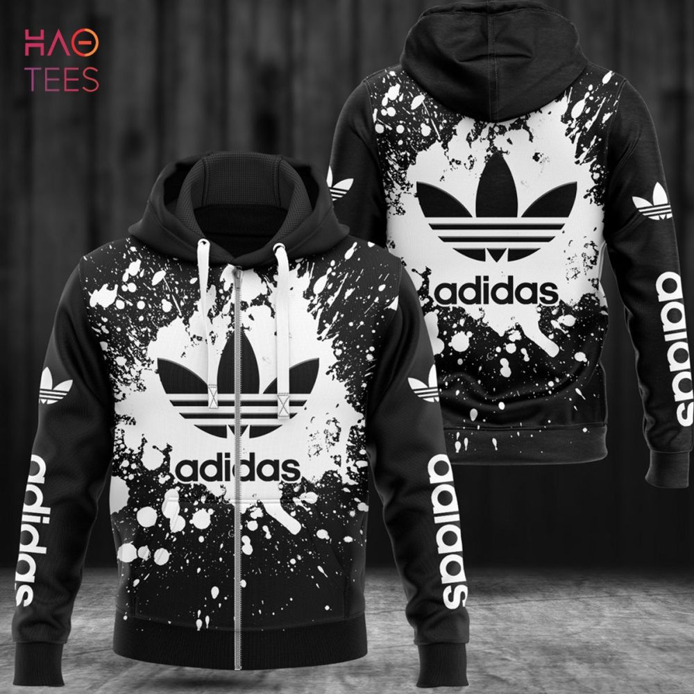 Adidas Luxury Brand White Paint Flakes 3D Hoodie Limited Edition