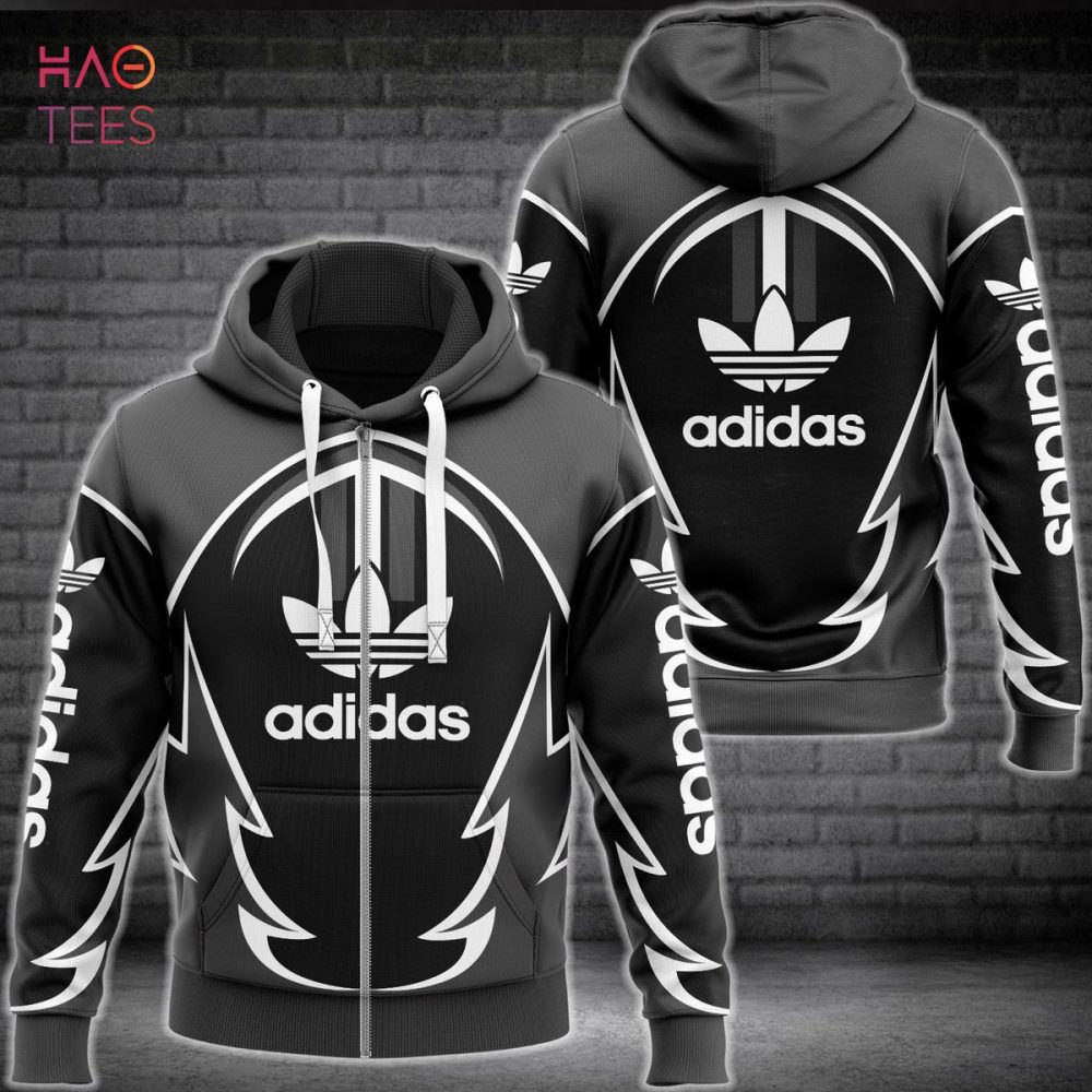 Adidas Luxury Brand Full Printing Black 3D Hoodie Limited Edition