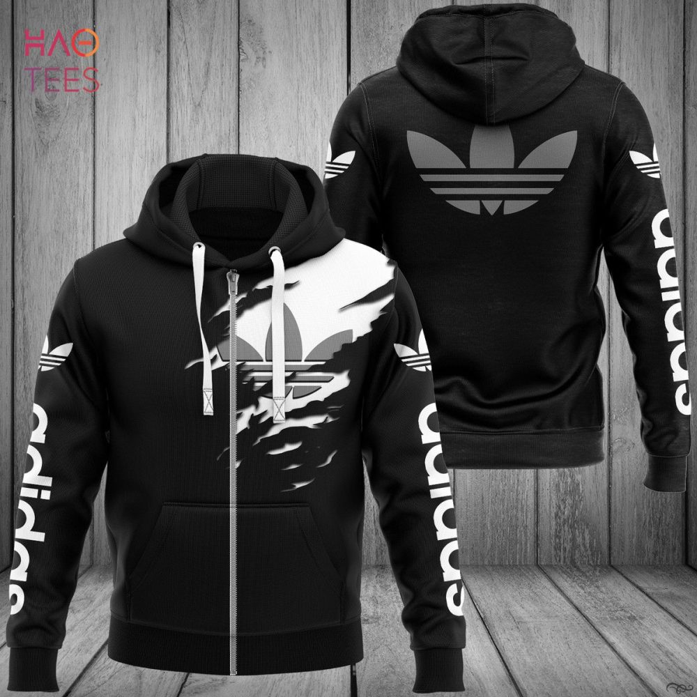 Adidas Grey Logo Luxury Brand Hoodie Limited Edition