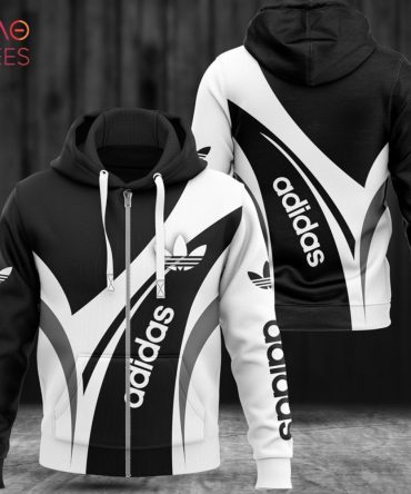 Adidas Priting Basic Color Black White Hoodie Limited Edition