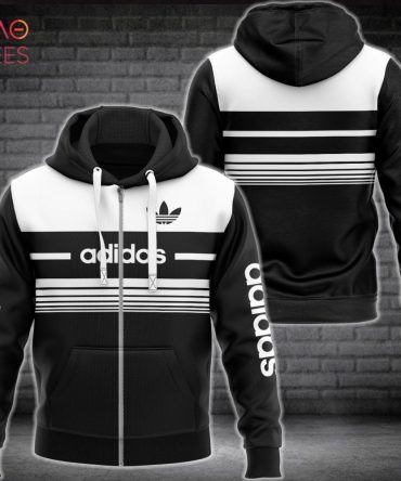 Adidas Luxury Brand Horizontal Plaid Luxury Hoodie Limited Edition