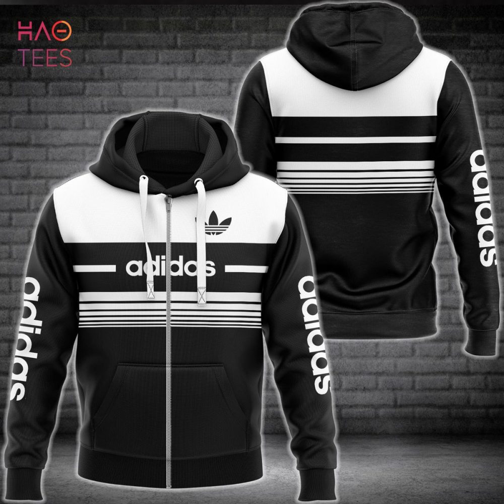 Adidas Luxury Brand Horizontal Plaid Luxury Hoodie Limited Edition