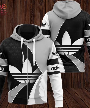 Adidas Black Grey White Luxury Brand Hoodie Limited Edition