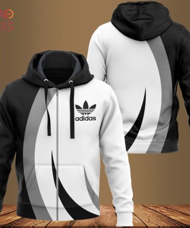 Adidas Luxury Brand Black White Grey Hoodie Limited Edition