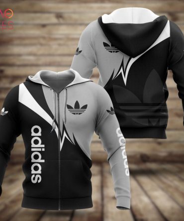 Adidas Luxury Brand Blach And Grey Hoodie Limited Edition
