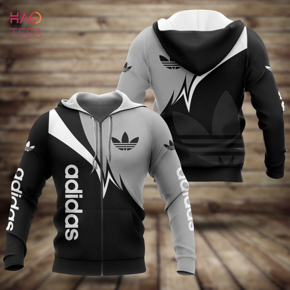 Adidas Luxury Brand Blach And Grey Hoodie Limited Edition