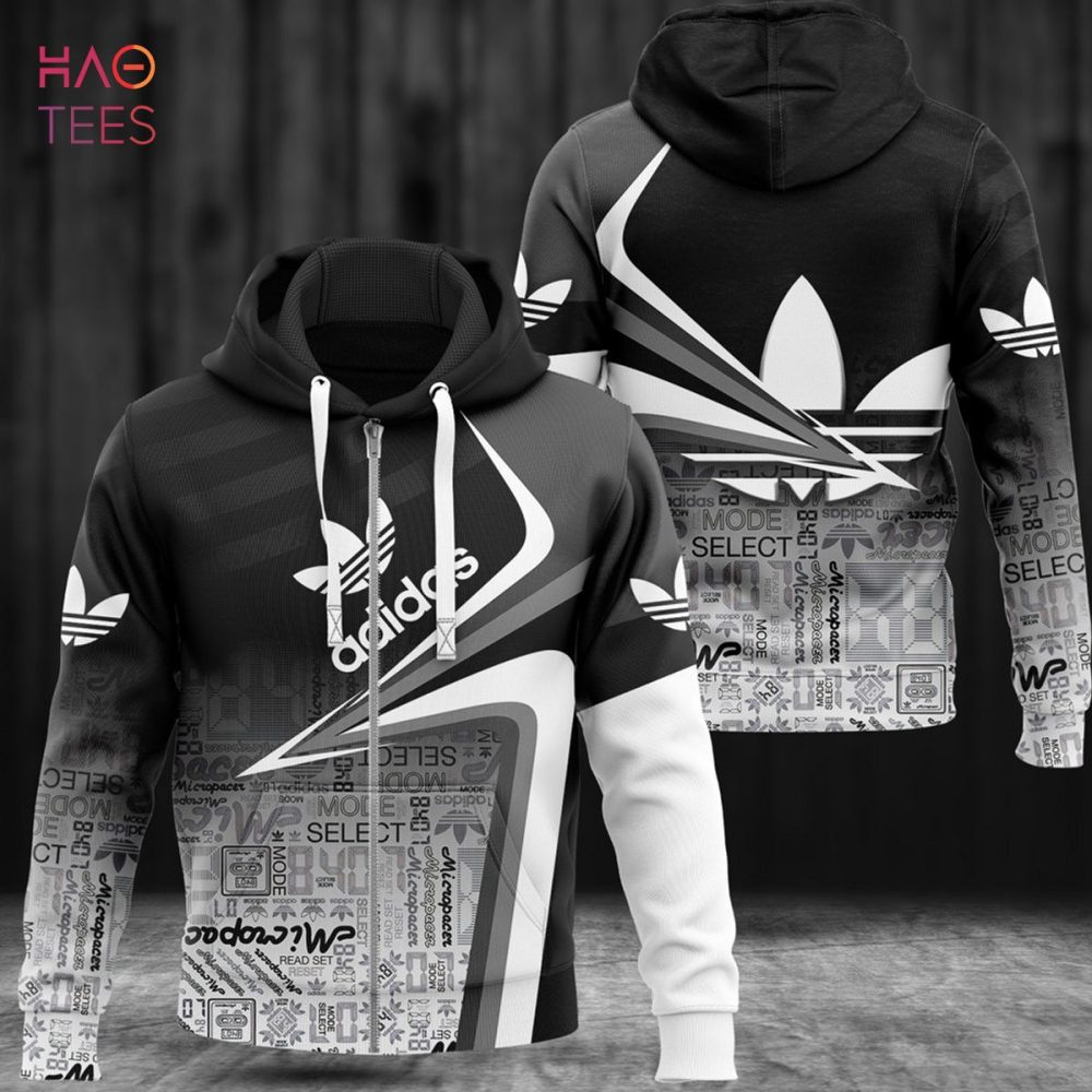 Adidas Ombre Black Grey Luxury Hoodie Limited Edition