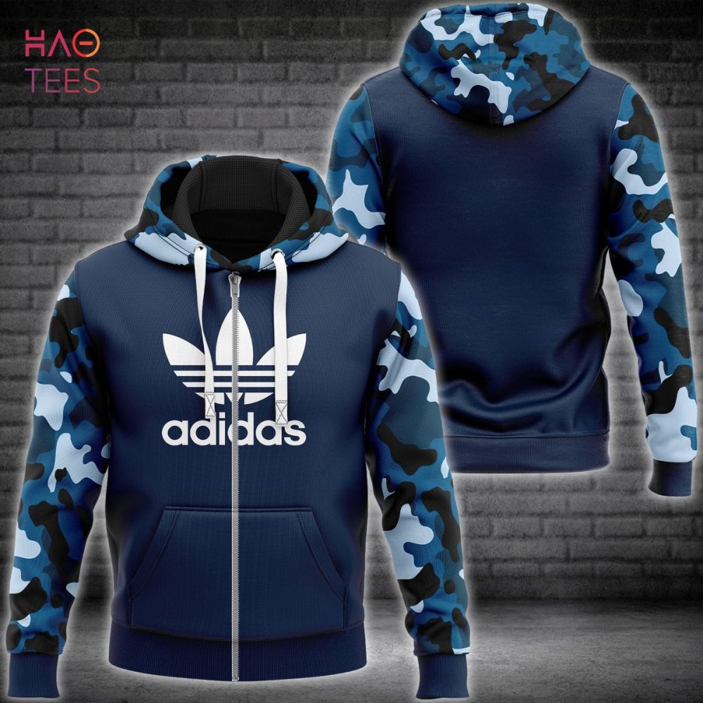 Adidas Blue Army Camouflage Luxury Hoodie Limited Edition