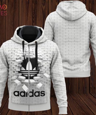 Adidas Full White Mix Black Logo Luxury 3D Hoodie Limited Edition