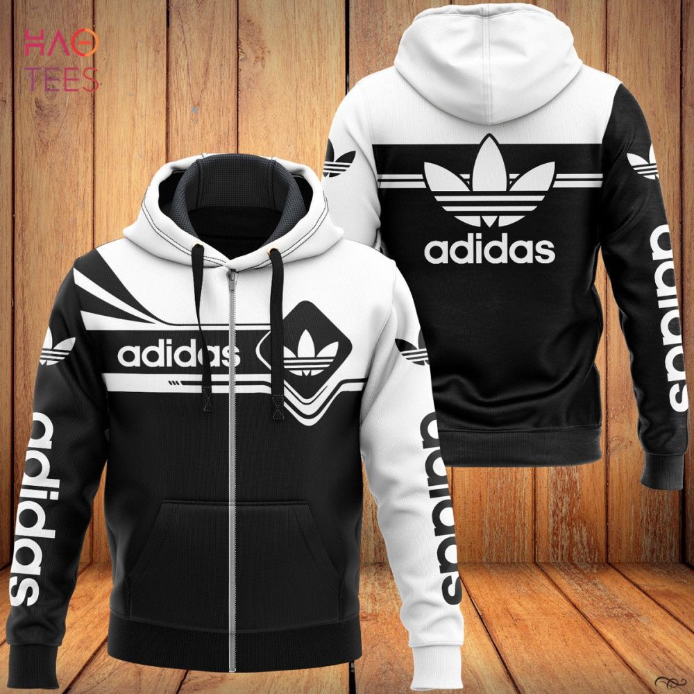 Adidas Basic Color Black White Luxury Hoodie Limited Edition