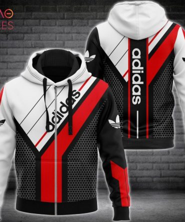 Adidas Red Black White Luxury Hoodie Limited Edition