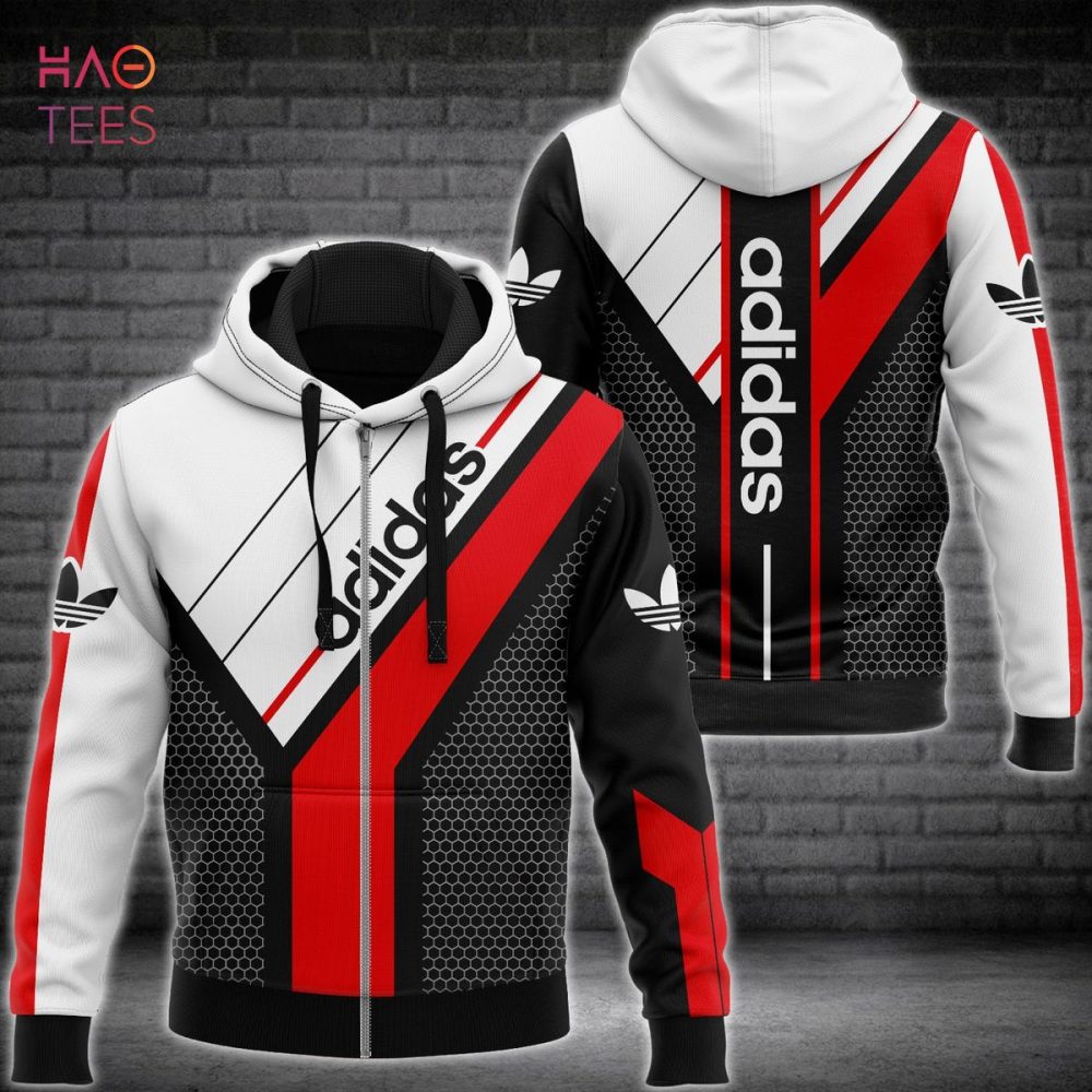 Adidas Red Black White Luxury Hoodie Limited Edition