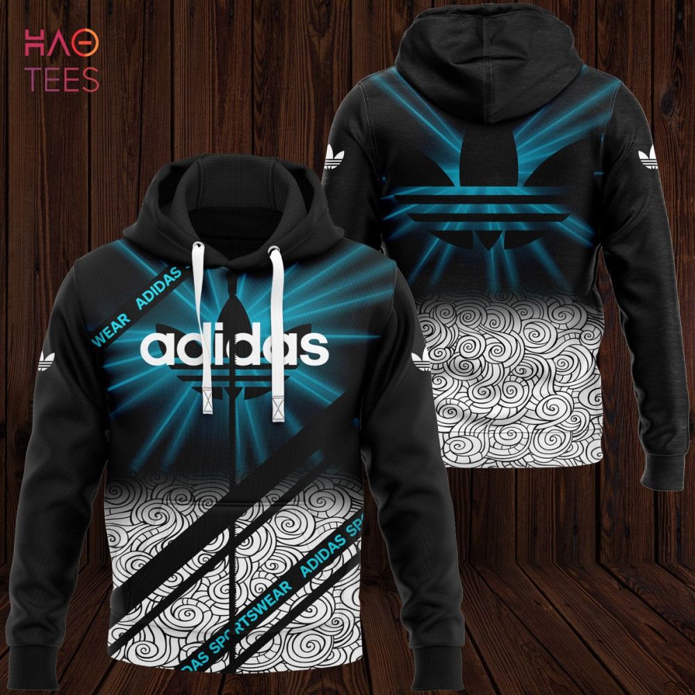 Adidas Ble Black White Luxury 3D Hoodie Limited Edition