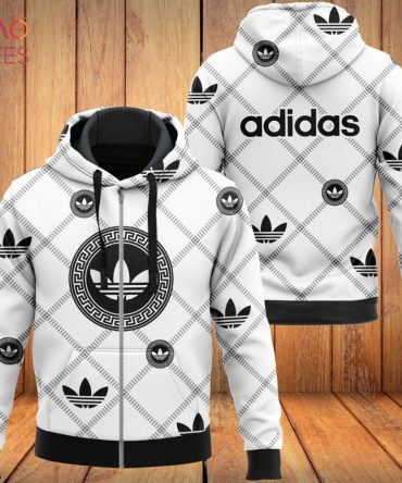Adidas Stripe White Full Printing Luxury Hoodie Limited Edition