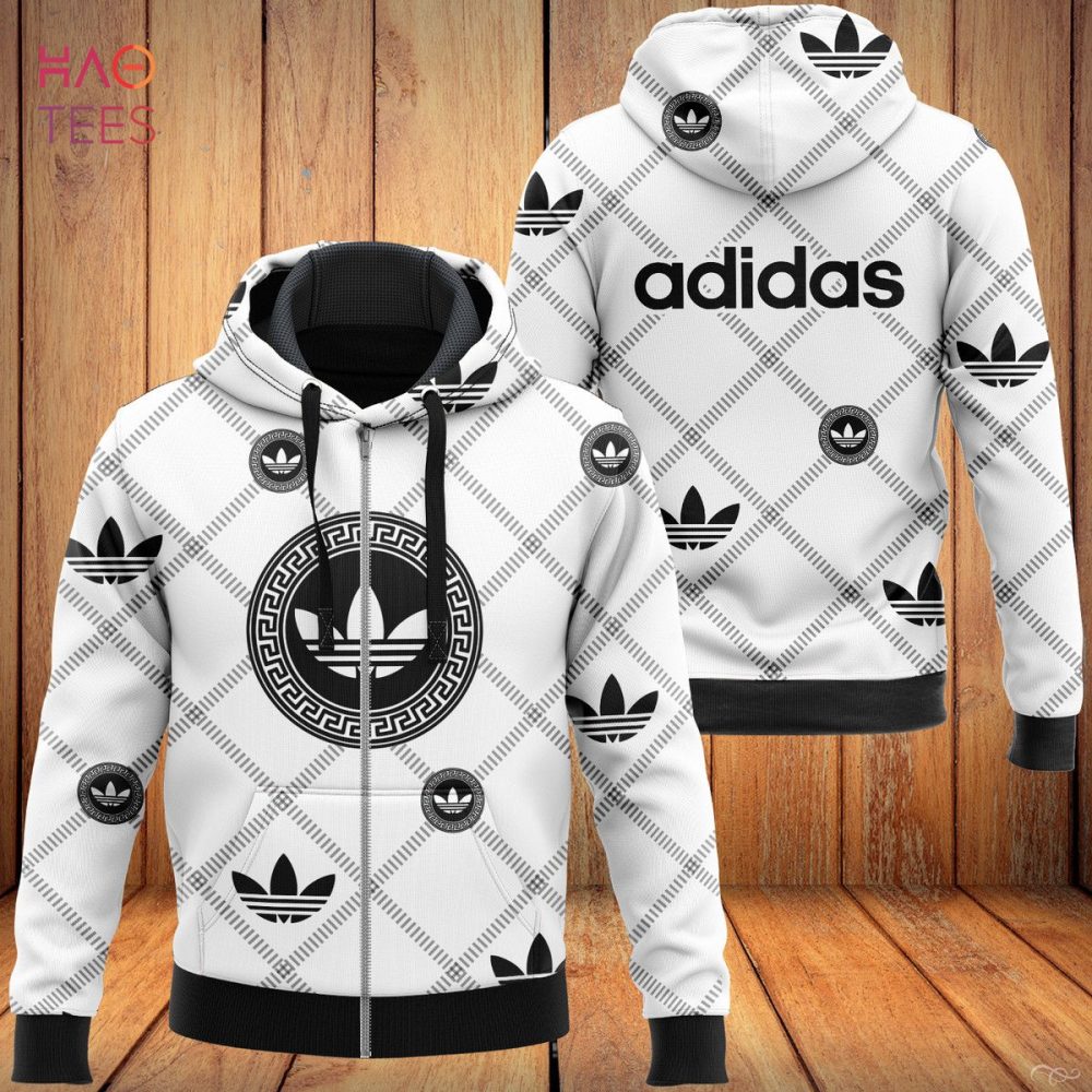 Adidas Stripe White Full Printing Luxury Hoodie Limited Edition