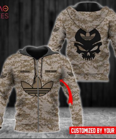 Adidas Luxury Brand Army Camouflage Grey 3D Hoodie Limited Edition