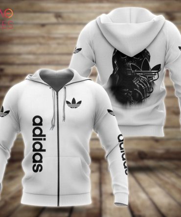 Adidas Full White Color Mix Pattern 3D Hoodie Limited Edition